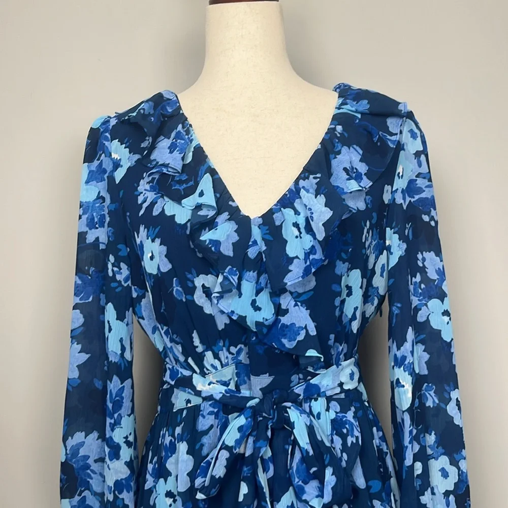 NWT J Crew Long Sleeve Wrap Dress in Watercolor Begonia / SZ 8‎